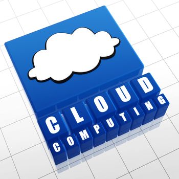 cloud computing - blue boxes with white text and pictogram