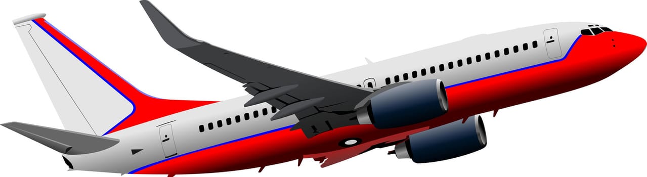 Passenger  Airplane on the air. Vector illustration