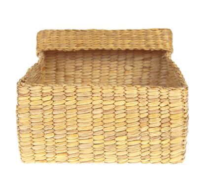 open wicker basket isolated on white background