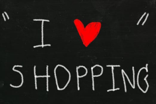 blackboard with I love shopping word