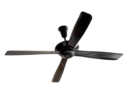 Four blades black Ceiling fan isolated