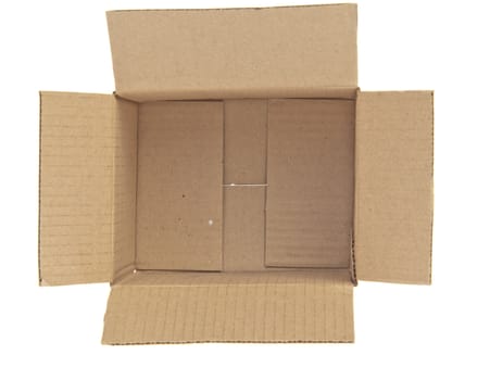 Open Corrugated cardboard box isolated on white background top view