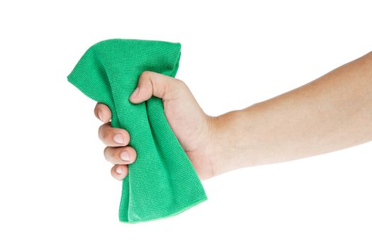 Hand  with sponge or Chamois cloth for cleaning