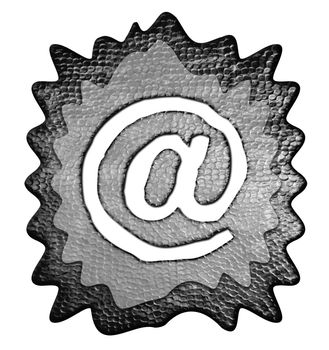 Metal 3d at email symbol on a white isolated background.