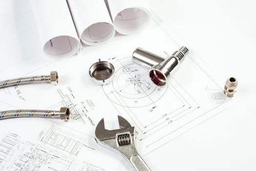 plumbing and drawings are on the desktop, workspace engineer