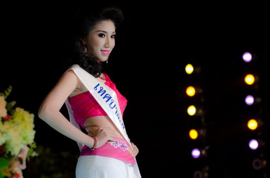 Prachuap Khiri Khan, THAILAND - March 2nd:Unidentified Competitors during the "Miss Sam-All beauty contest 2013" at Prachuap Khiri Khan province on March 2nd, 2013 in Prachuap Khiri Khan, Thailand. 