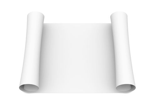 Scroll of white paper. Isolated render on a white background