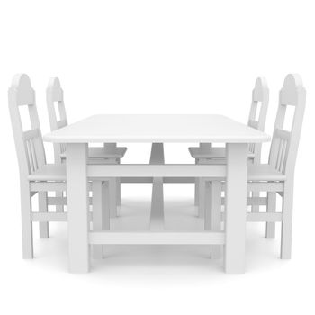 White table and chairs. Isolated render on a white background