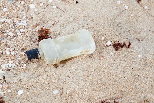 garbage plastic on the beach