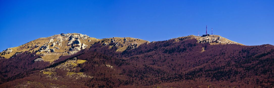 Licka Plesevica mountain peak panorama on Croatia and Bosnia Herzegovina border