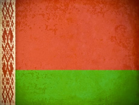 old grunge paper with Belarus flag background