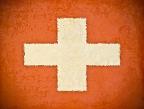 old grunge paper with Switzerland flag background