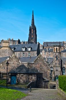 aerial view of the old city of Edinburgh