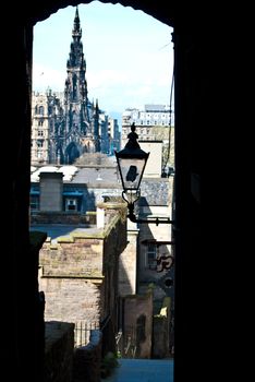 aerial view of the old city of Edinburgh