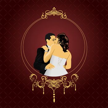 Invitation vintage card. Wedding or Valentine`s Day. Vector illustration