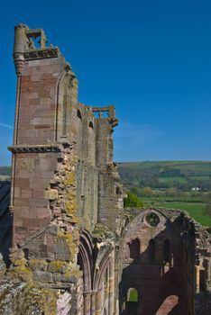 part of the ruins of Melrose Abbey in scotland