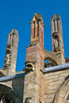 part of the ruins of Melrose Abbey in scotland