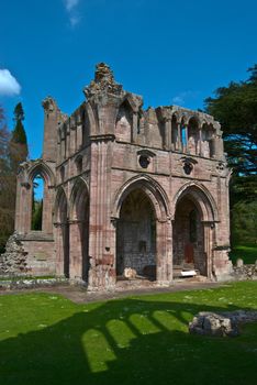 part of the ruins of Dryburgh Abbey in scotland