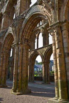 part of the ruins of Jedburgh Abbey in scotland