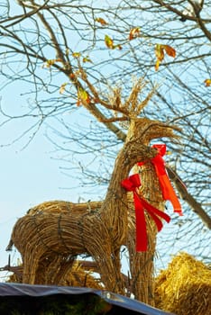 Figures of deers on the roof at the market in Germany