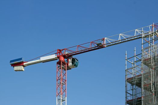 crane and steel structure. construction of a building