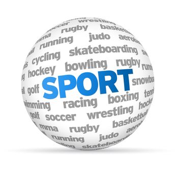3d Sport Word Sphere on white background.
