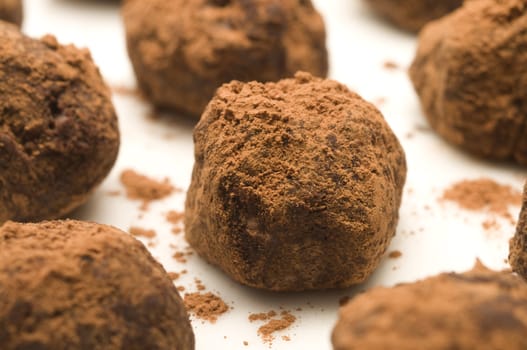 Handmade chocolate truffles in cocoa powder