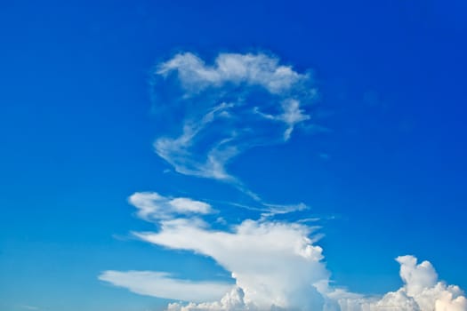 The beautiful white clouds and blue sky