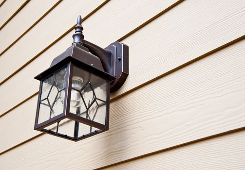 Porch light on urban home