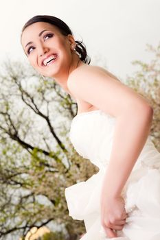 Portrait of happy beautiful bride smiling