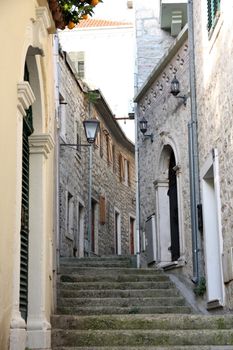 Details Backstreet in old town of Herceg Novi, Montenegro