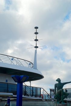 stock pictures of antennas used for telecommunications on a cruise ship
