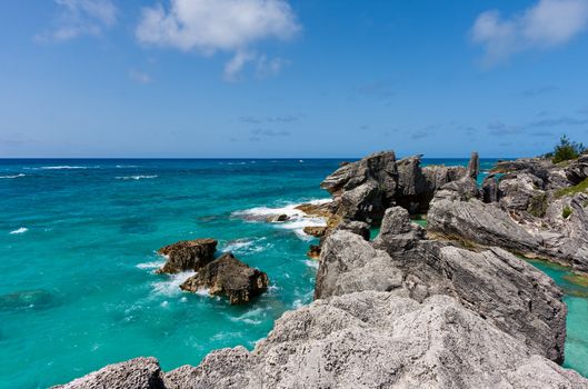 Landscape of Ocean and Rock in Horseshoe Bay, Bermuda