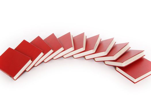 stack of red books isolated on white