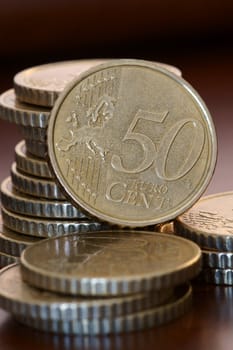 Stack of 50 cents euro coins