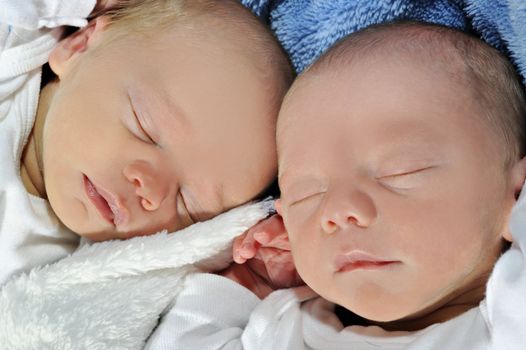 Adorable twin baby brother and siter
