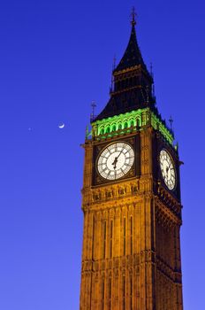 Big Ben with the Moon and Venus.