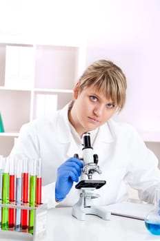 female doctor working in the lab, doing research