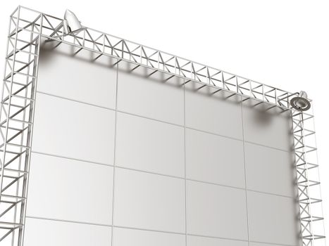 Advertising information banner with illumination on a white background