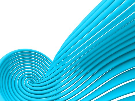Abstract blue lines difficultly twirled on a white background