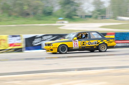 Nakhon Ratchasima, Thailand - March 9th:Unidentified car racing competitors during the "Thailand circuit 2013  " at Bonanza speedway on March 9th, 2013 in Nakhon Ratchasima, Thailand. 