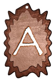 3d Letter a in bronze, on a white isolated background. UPPERCASE