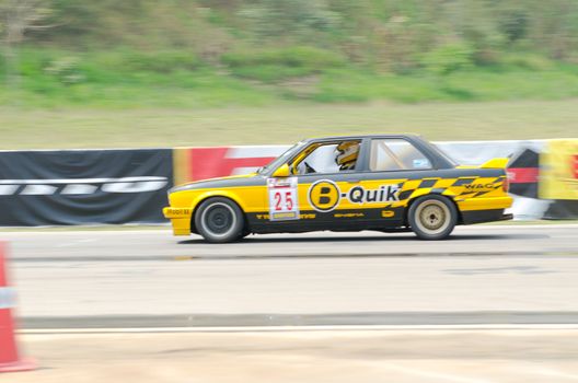Nakhon Ratchasima, Thailand - March 9th:Unidentified car racing competitors during the "Thailand circuit 2013  " at Bonanza speedway on March 9th, 2013 in Nakhon Ratchasima, Thailand. 