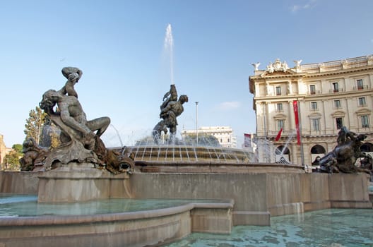 The Fountain of the Naiads on Piazza della Repubblica in Rome