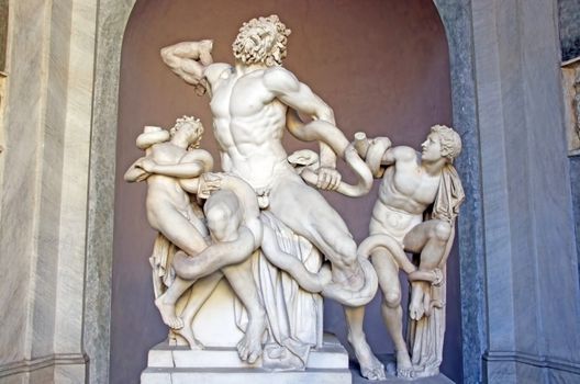 ROME, ITALY - MARCH 08: Laocoon group (Laocoon and his sons) in Vatican Museum on March 08, 2011 in Rome, Italy