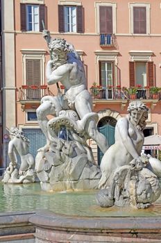 Neptune fountain in Piazza Navona,  in Rome