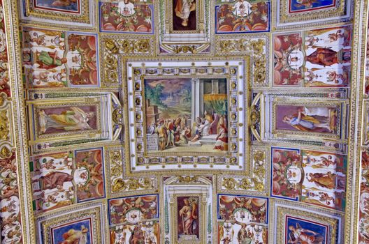 ROME, ITALY - MARCH 08: Ceiling details in Vatican Museum on March 08, 2011 in Rome, Italy