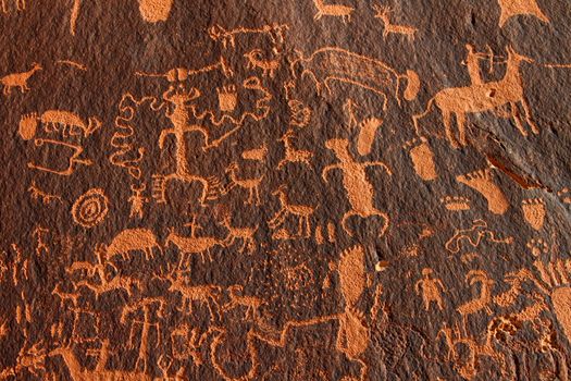 Newspaper Rock Petroglyphs in the southwest United States.