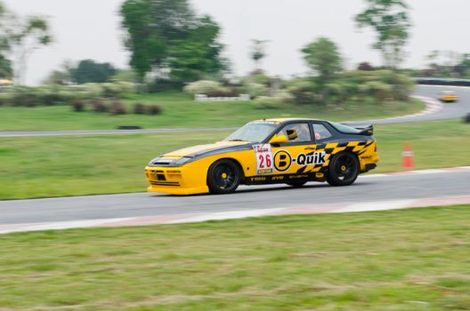 Nakhon Ratchasima, Thailand - March 9th:Unidentified car racing competitors during the "Thailand circuit 2013  " at Bonanza speedway on March 9th, 2013 in Nakhon Ratchasima, Thailand. 