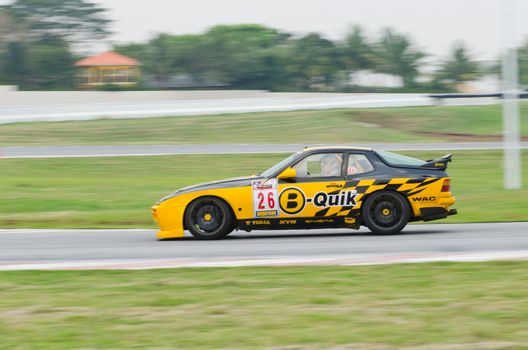 Nakhon Ratchasima, Thailand - March 9th:Unidentified car racing competitors during the "Thailand circuit 2013  " at Bonanza speedway on March 9th, 2013 in Nakhon Ratchasima, Thailand. 